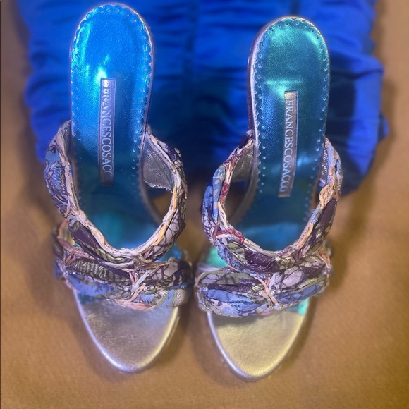 HEELS BY FRANCESCO SACCO SWAROVSKI GOLD/ MULTI COLOR MULE ‘s sz 7 - worn once✨ - Picture 7 of 14